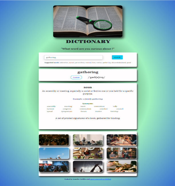 Image of Dictionary App built using React